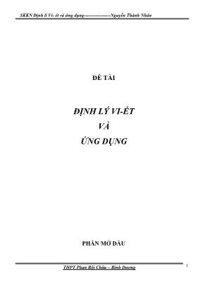 Định lý Vi - Ét và ứng dụng